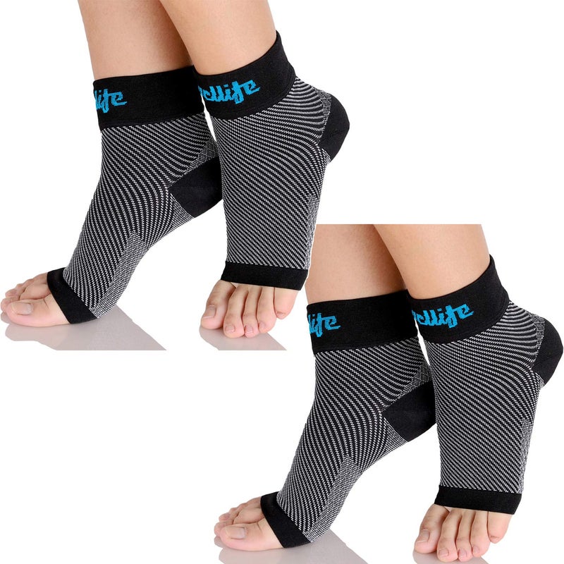 Dowellife Plantar Fasciitis Socks, Ankle Brace Compression Support Sleeves & Arch Support, Foot Compression Sleeves, Ease Swelling, Achilles Tendonitis, Heel Spur for Men Women (Black 2 Pairs, Medium) - Image 1